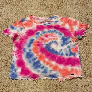 Hollister blue pink and orange tie dye soft crop top shirt